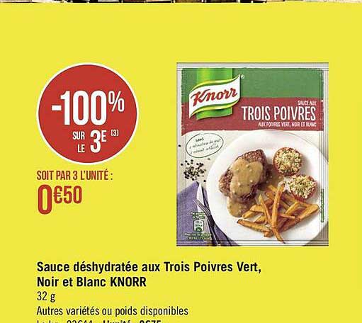 Sauce Déshydratée Aux Trois Poivres Vert, Noir Et Blanc Knorr