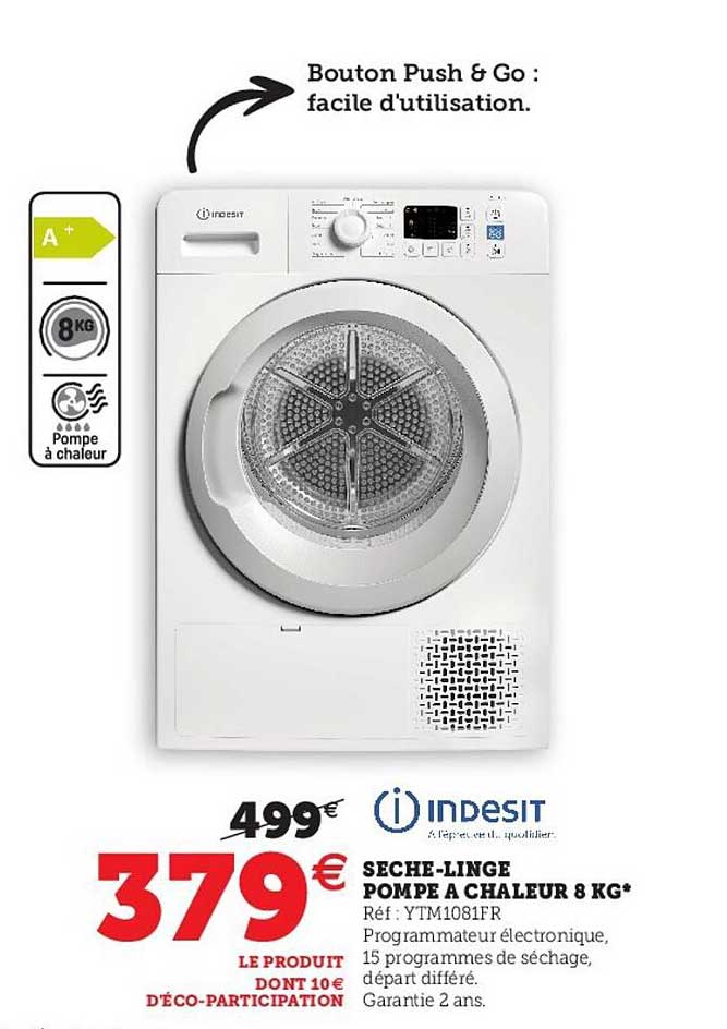 sèche-linge pompe à chaleur 8 kg indesit