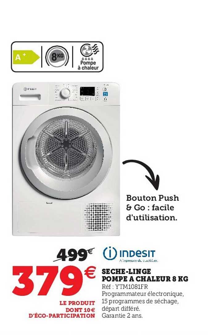 sèche-linge pompe à chaleur 8 kg indesit