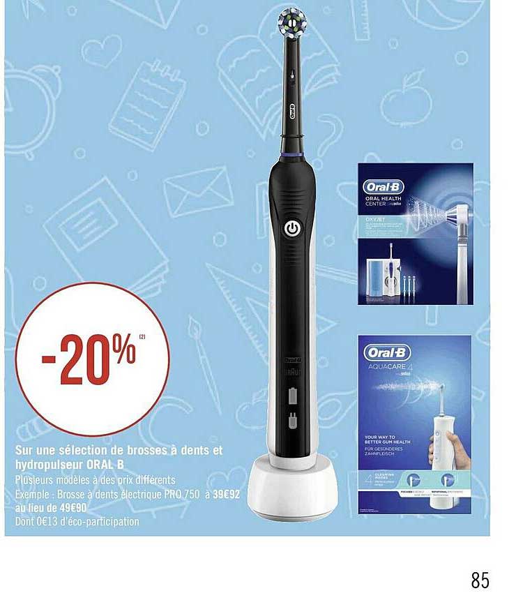 sélection de brosses à dents et hydropulseur oral b