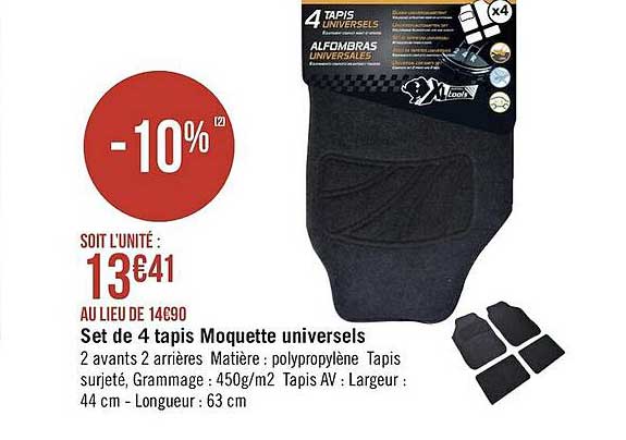 set de 4 tapis moquette universels