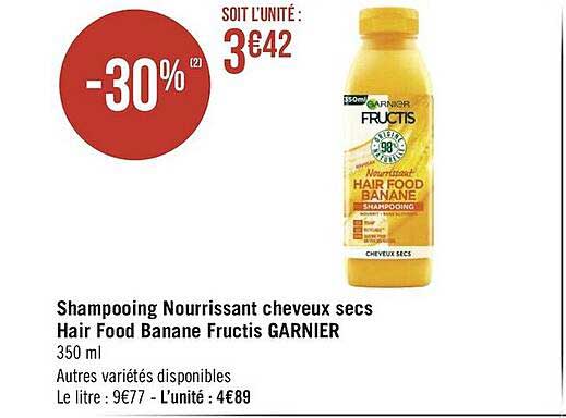 Shampooing Nourrissant Cheveux Secs Hair Food Banane Fructis Garnier