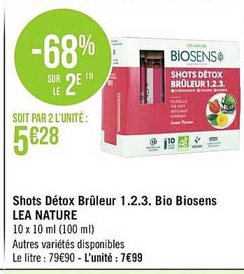 shots détox brûleur 1.2.3 bio biosens léa nature