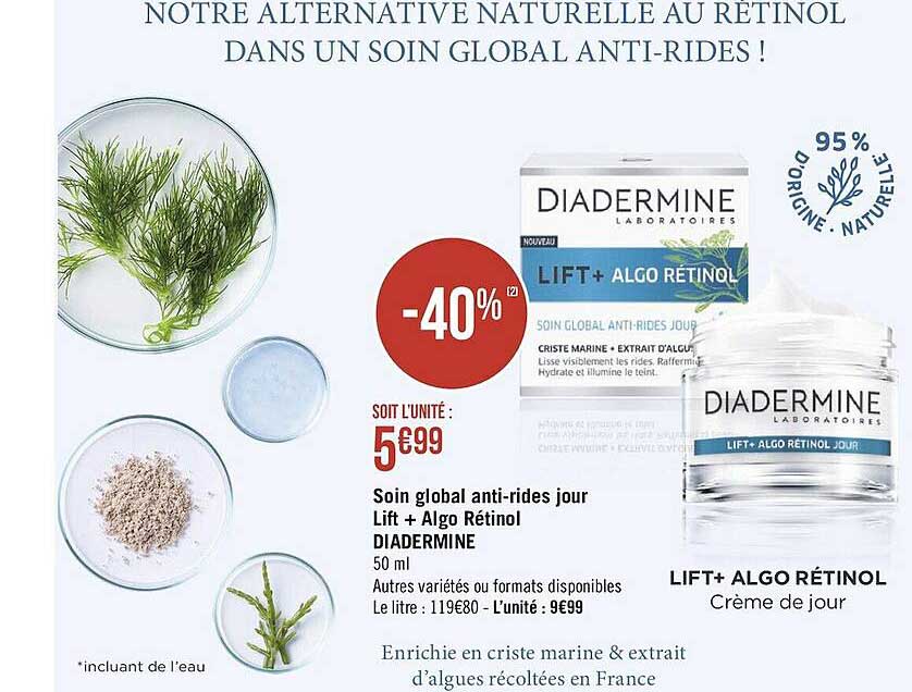 soin global anti-rides jour lift + algo rétinol diadermine