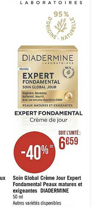 soin global crème jour expert fondamental peaux matures et exigeantes diadermine