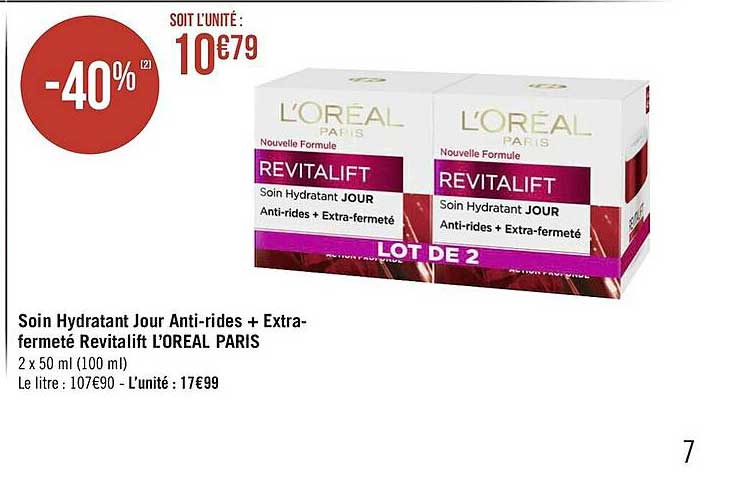 soin hydratant jour anti-rides + extra-fermeté revitalift l'oréal paris