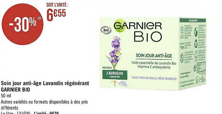 soin jour anti-âge lavandin régénérant garnier bio