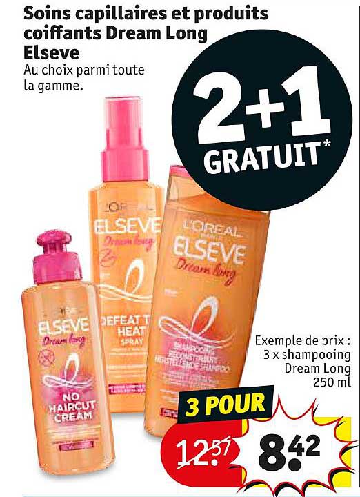 soins capillaires et produits coiffants dream long elsève