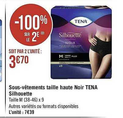 sous-vêtements taille haute noir tena silhouette