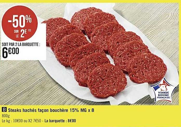 steaks hachés façon bouchère 15% mg x8
