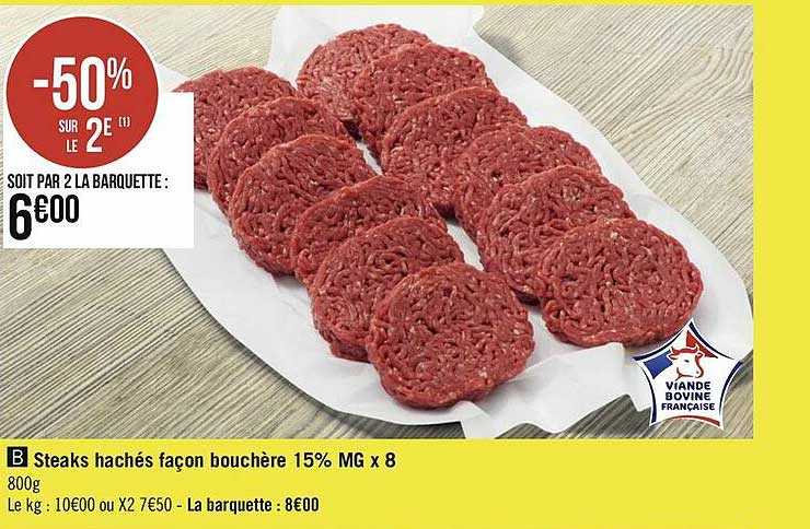 steaks hachés façon bouchère 15% mg x8