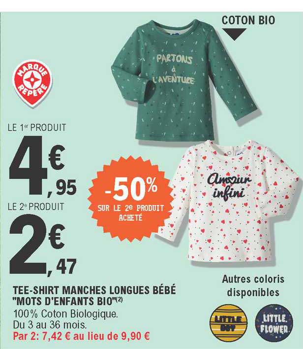 tee-shirt manches longues bébé "mots d'enfants bio"