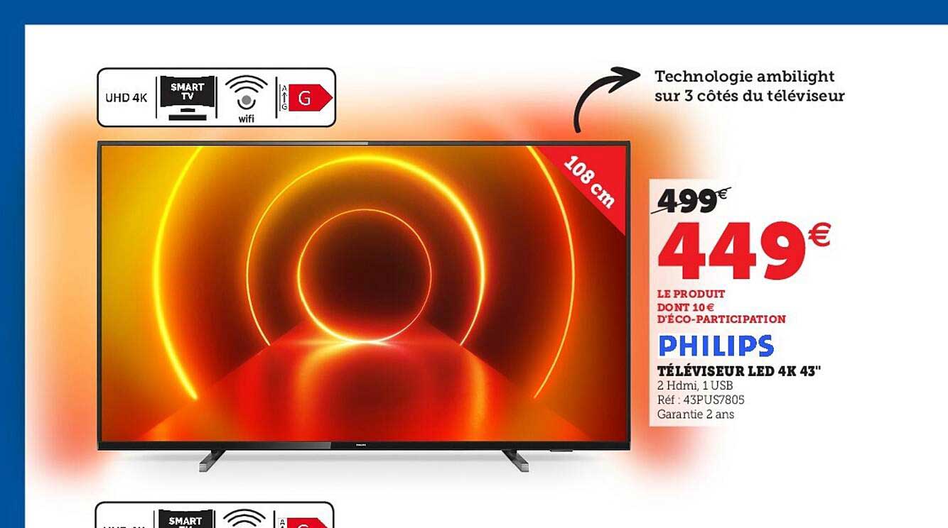 Téléviseur Led 4k 43" Philips