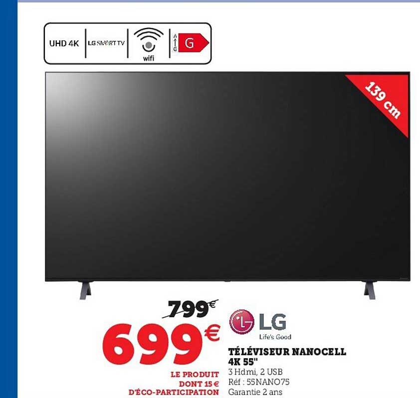 Téléviseur Nanocelle Lg 4k 55"