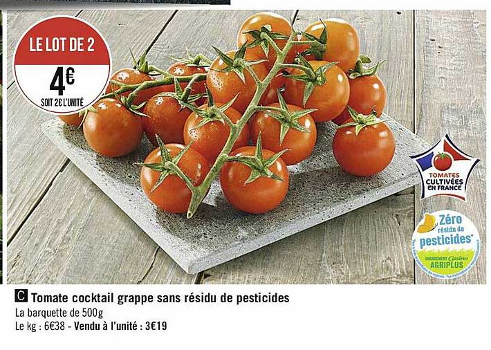 tomate cocktail grappe sans résidu de pesticides