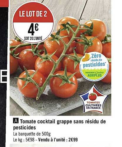 tomate cocktail grappe sans résidu de pesticides