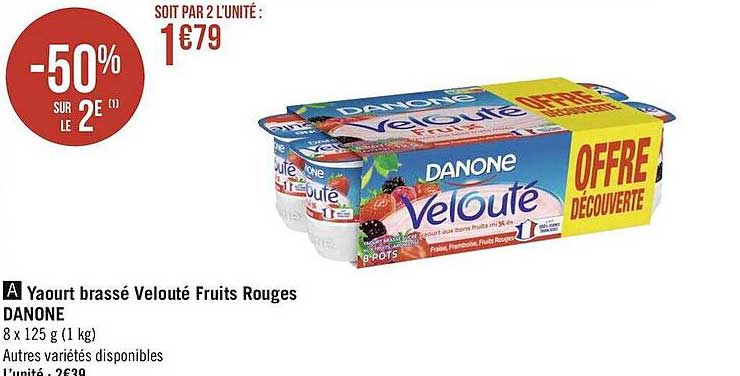 Yaourt Brassé Velouté Fruits Rouges Danone