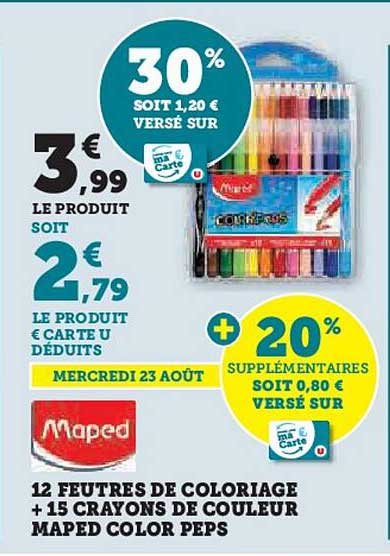 12 Feutres De Coloriage + 15 Crayons De Couleur Maped Color Peps