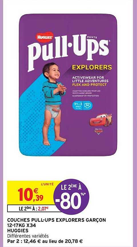 couches pull-ups explorers garçon 12-17 kg x 34 huggies