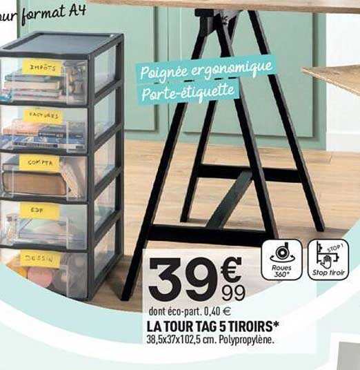 la tour tag 5 tiroirs