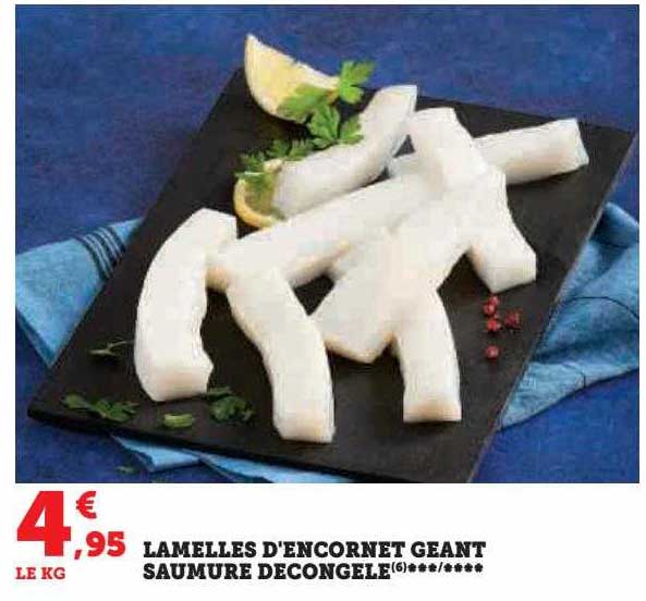 lamelles d'encornet géant saumure décongelée