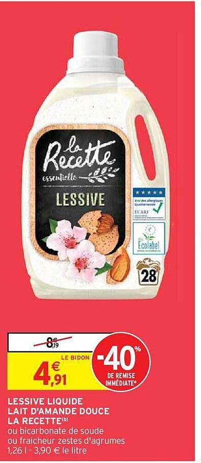 lessive liquide lait d'amande douce la recette