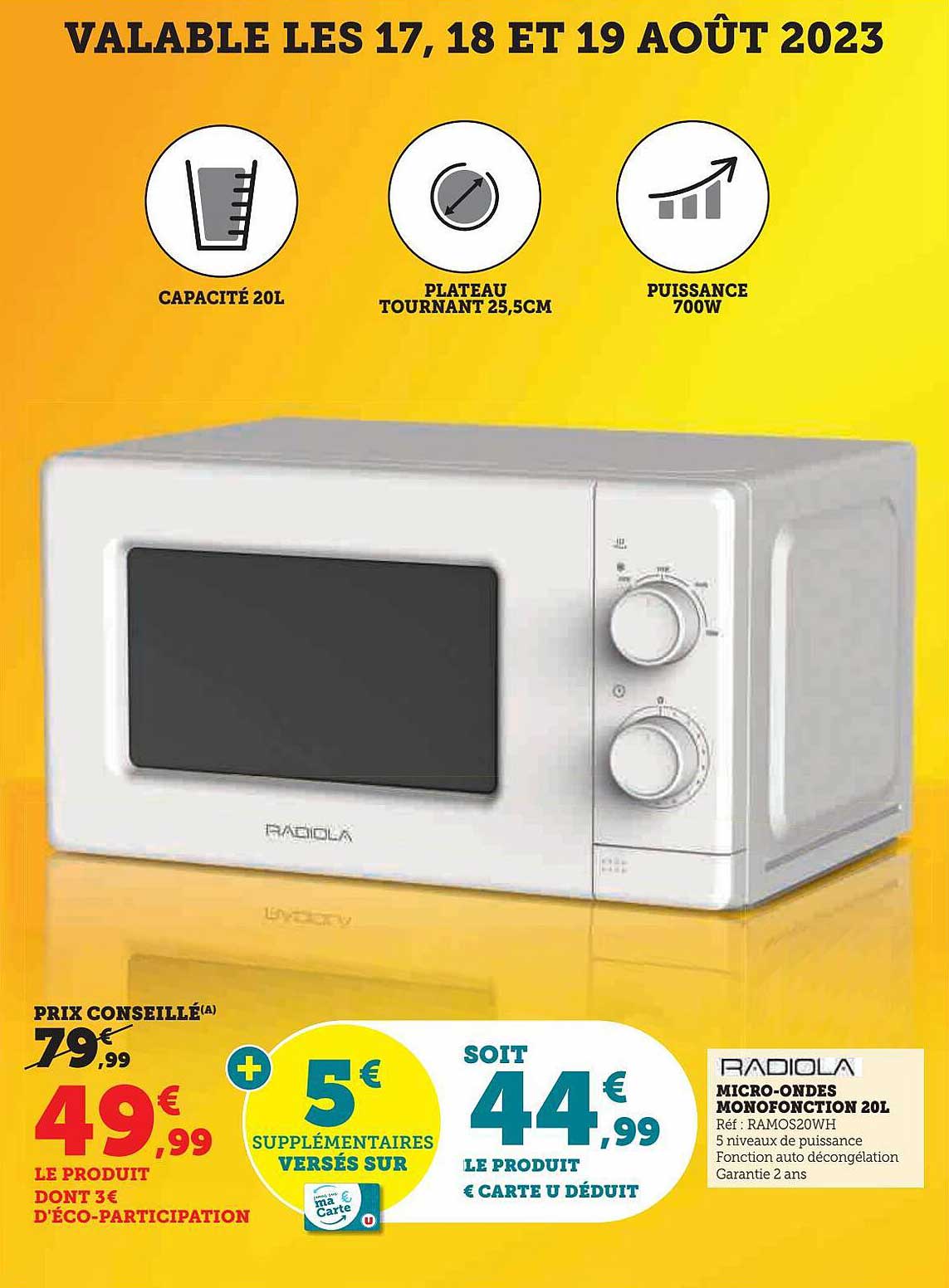 Micro-ondes Monofonction 20l Radiola