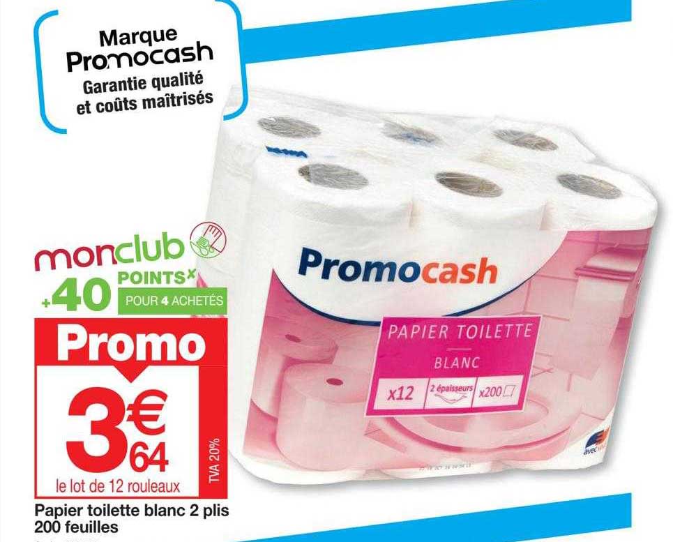papier toilette blanc 2 plis 200 feuilles