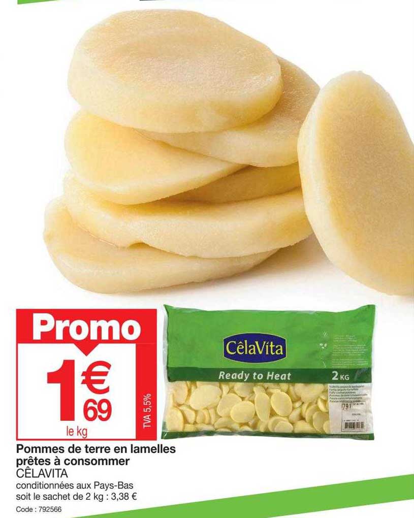 pommes de terre en lamelles prêtes à consommer célavita