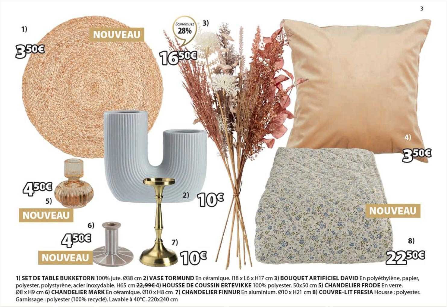 set de table bukketorn, vase tormund, bouquet artificiel david, housse de coussin ertevikke, chandelier frode, chandelier mark, chandelier finnur, couvre-lit fresia