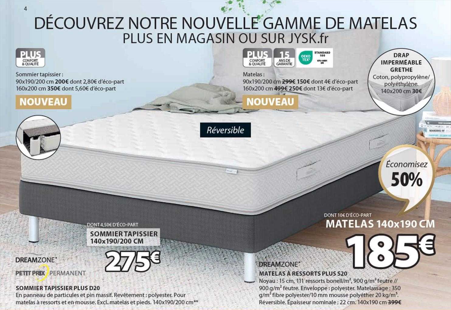 sommier tapissier plus d20 dreamzone, matelas à ressorts plus s20 dreamzone