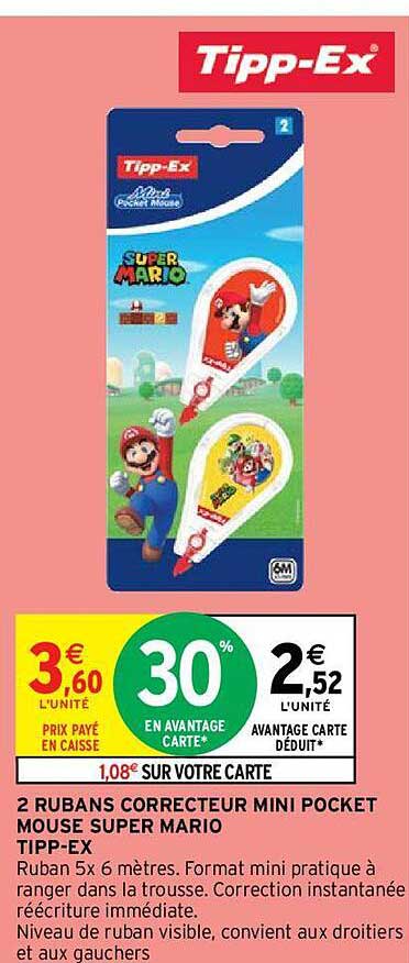 2 Rubans Correcteur Mini Pocket Mouse Super Mario Tipp-ex