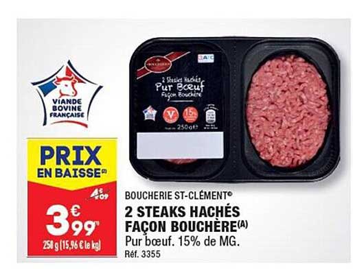 2 steaks hachés façon bouchère boucherie st-clément