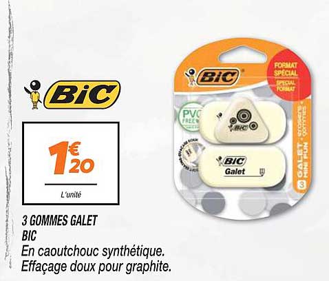 3 Gommes Galet Bic