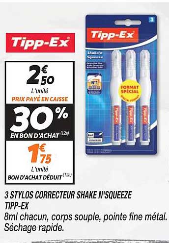 3 stylos correcteur shake n'squeeze tipp-ex