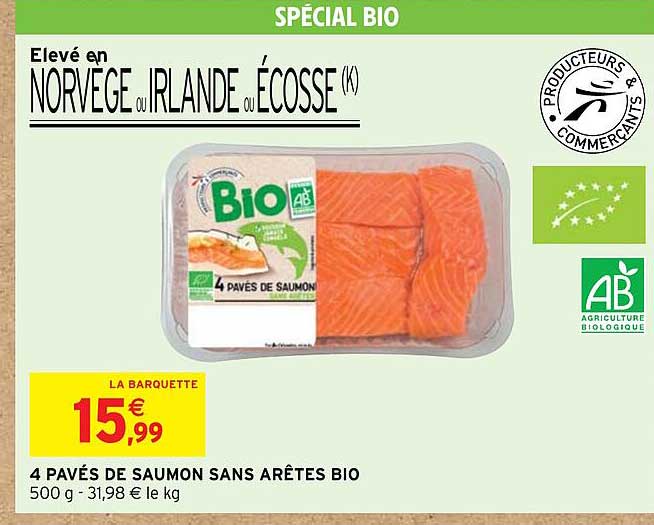 4 pavés de saumon sans arêtes bio
