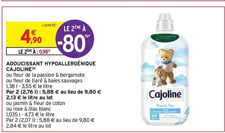 Adoucissant Hypoallergénique Cajoline