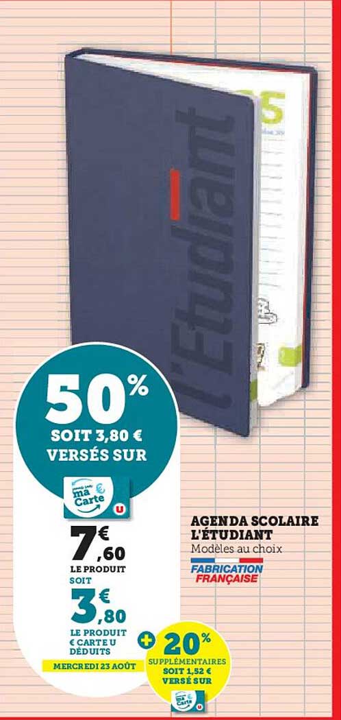 Agenda Scolaire L'étudiant