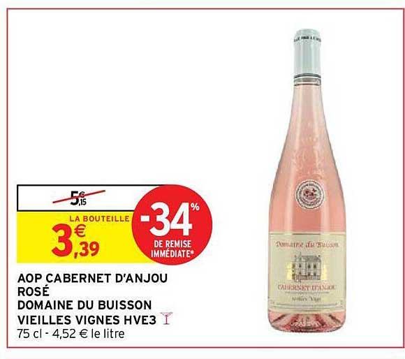 aop cabernet d'anjou rosé domaine du buisson vieilles vignes hve3