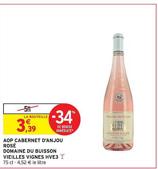 aop cabernet d'anjou rosé domaine du buisson vieilles vignes hve3