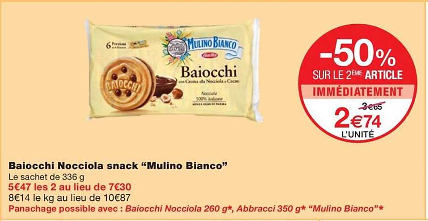 baiocchi nocciola snack "mulino bianco"