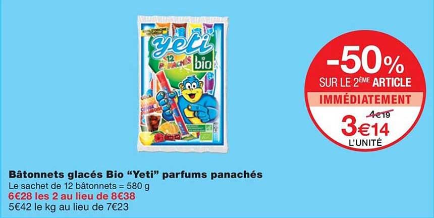 bâtonnets glacés bioi "yeti" parfums panachés