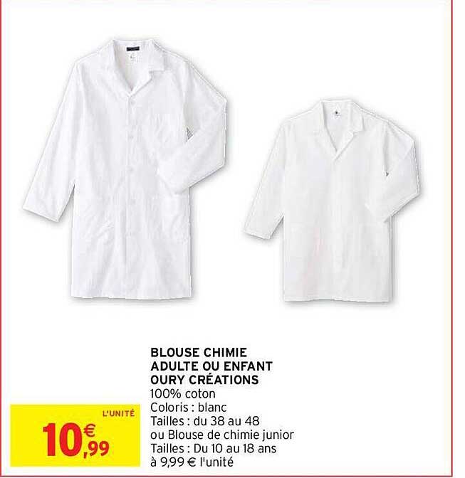 blouse chimie adulte ou enfant oury créations
