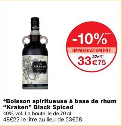 boisson spiritueuse à base de rhum "kraken" black spiced