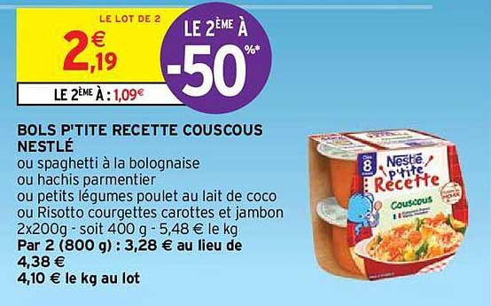 bols p'tite recette couscous nestlé
