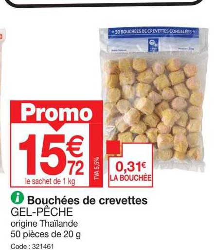 bouchées de crevettes gel-pêche