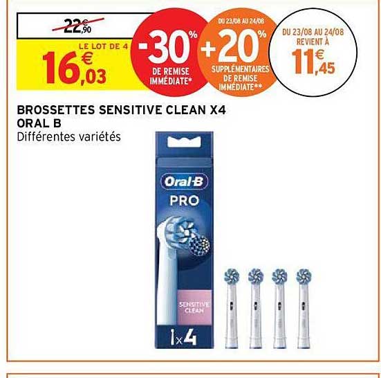 brossettes sensitive clean x 4 oral b