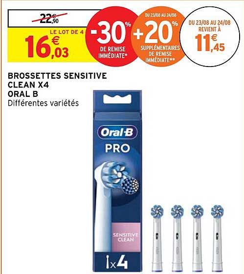 brossettes sensitive clean x 4 oral b