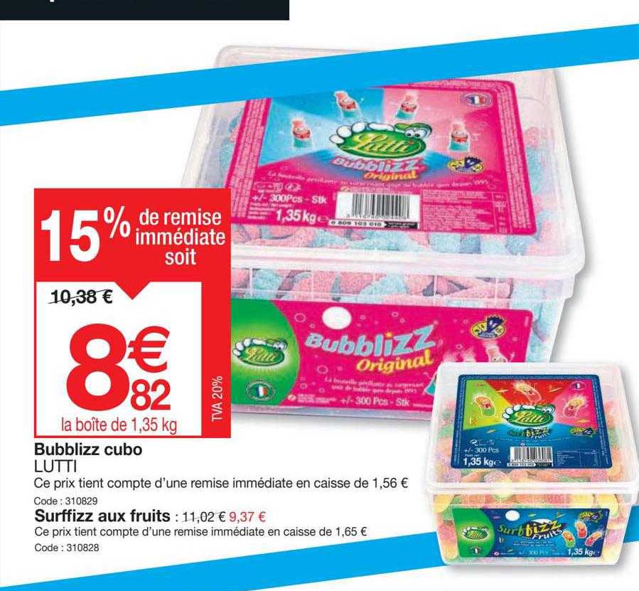 bubblizz cubo lutti, surffizz aux fruits