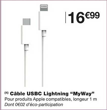 câble usbc lightning "myway"